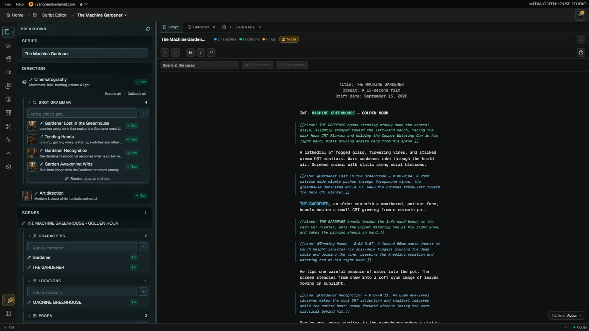 Media Greenhouse Studio - Script editor