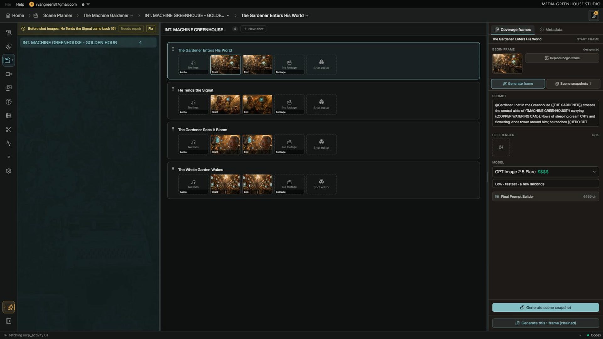 Media Greenhouse Studio - Scene planner